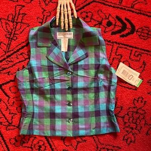 🔥 SALE 🔥 Vintage NWT Jessica Howard Petite Plaid Sleeveless Jacket ~ Size 10